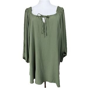 Torrid Plus Size 4 Green Tunic Tie Neckline Loose Fit Lightweight Spring Easter